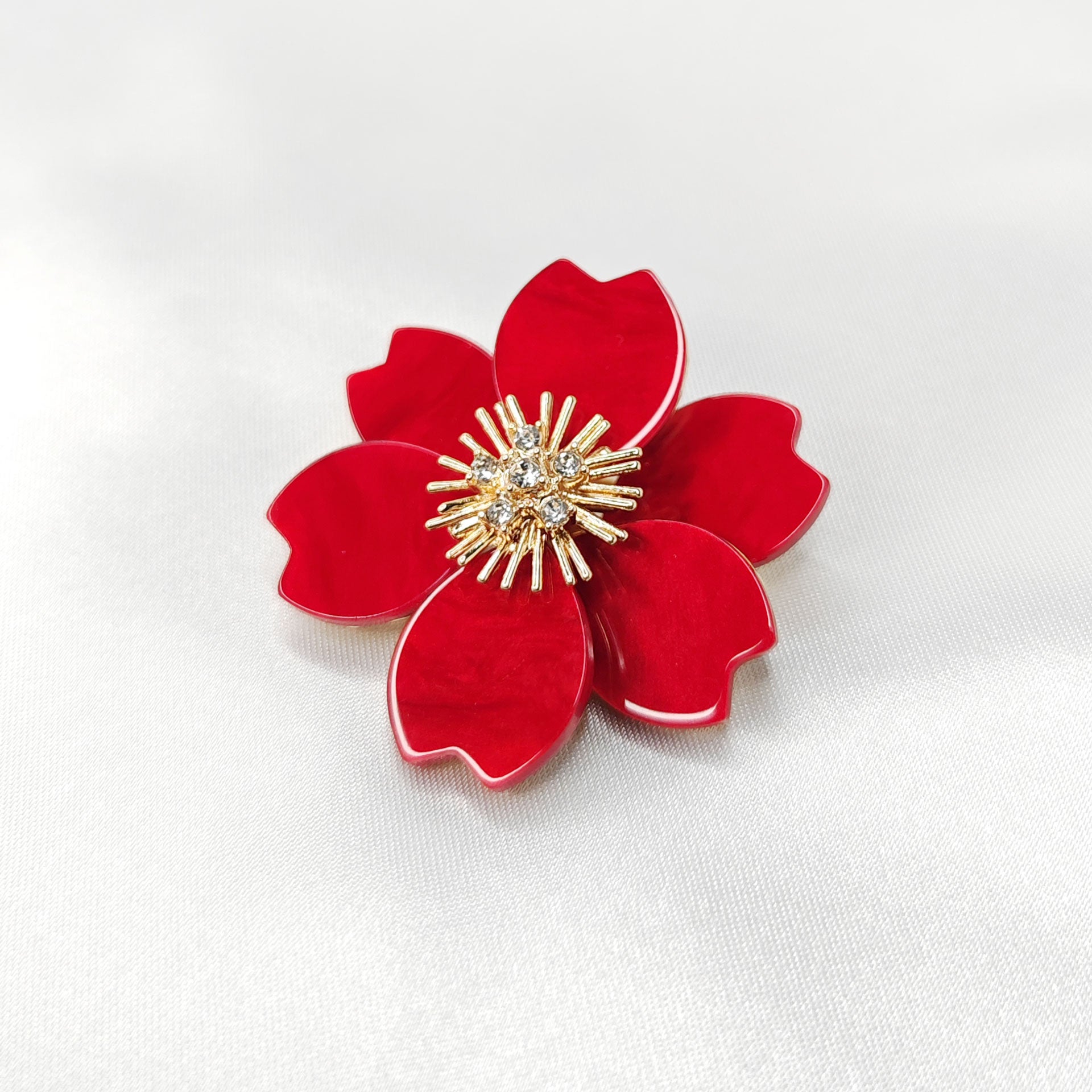 Broche bijou fleur Poinsettia rouge