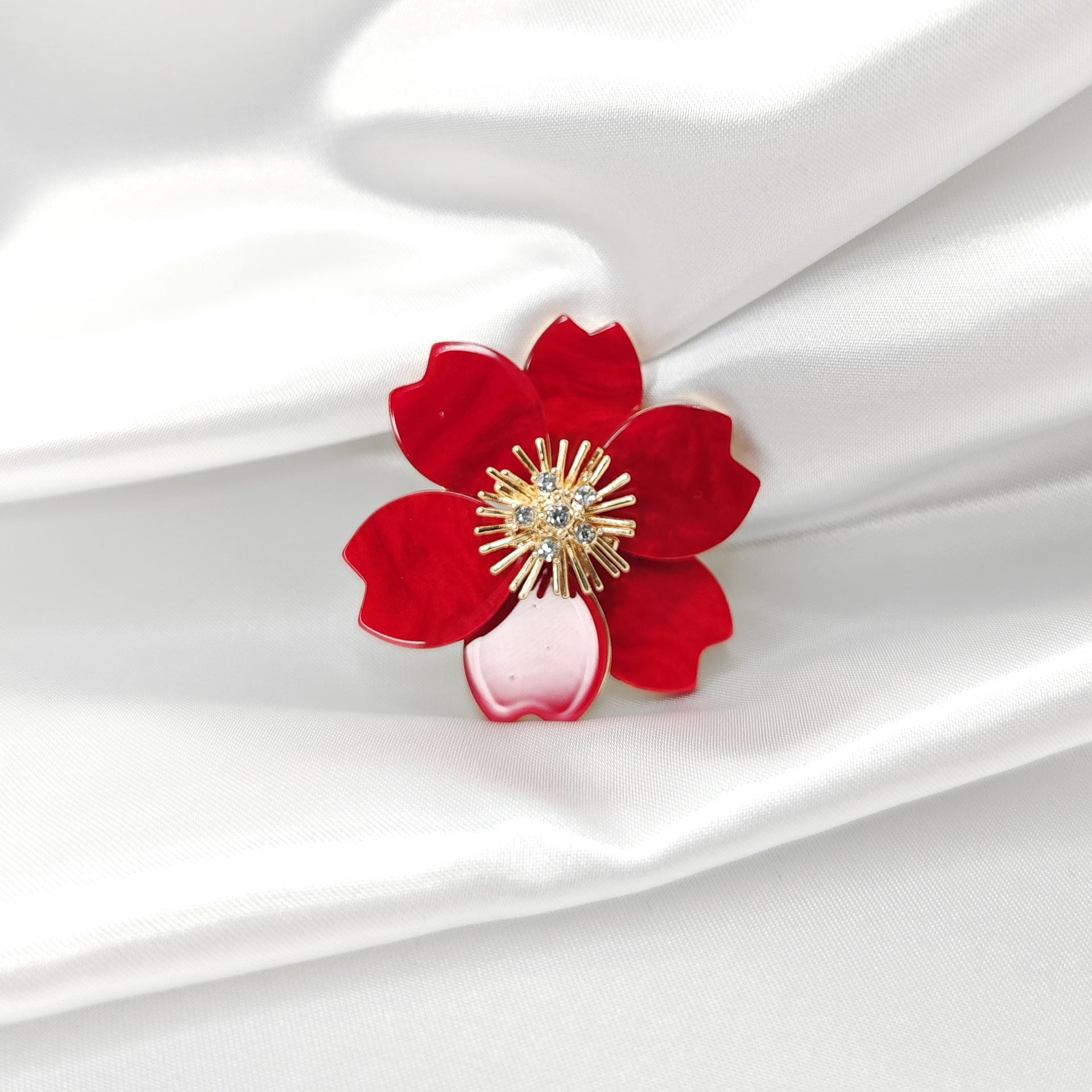 Broche bijou fleur Poinsettia rouge