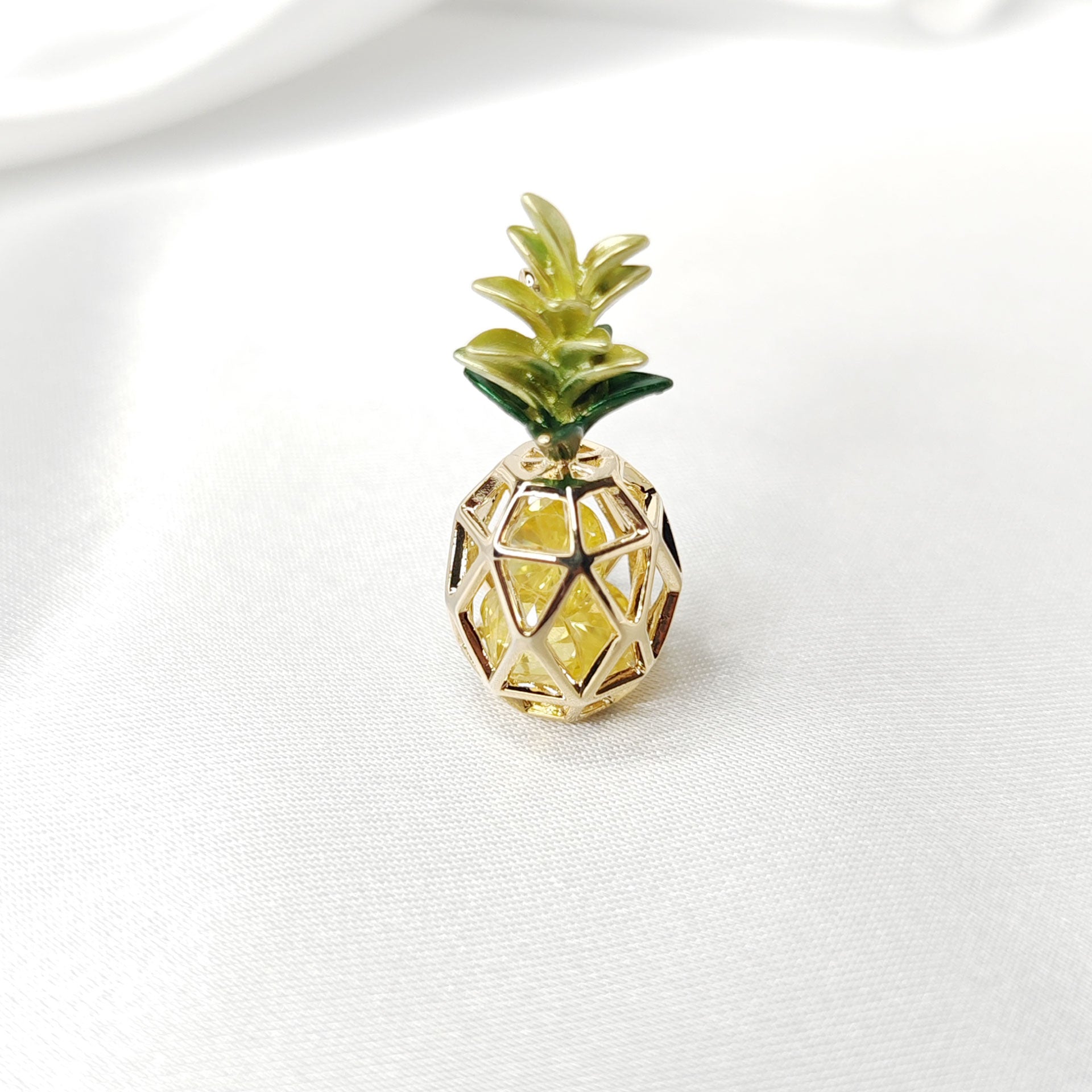 Broche bijou fruit ananas cristal jaune