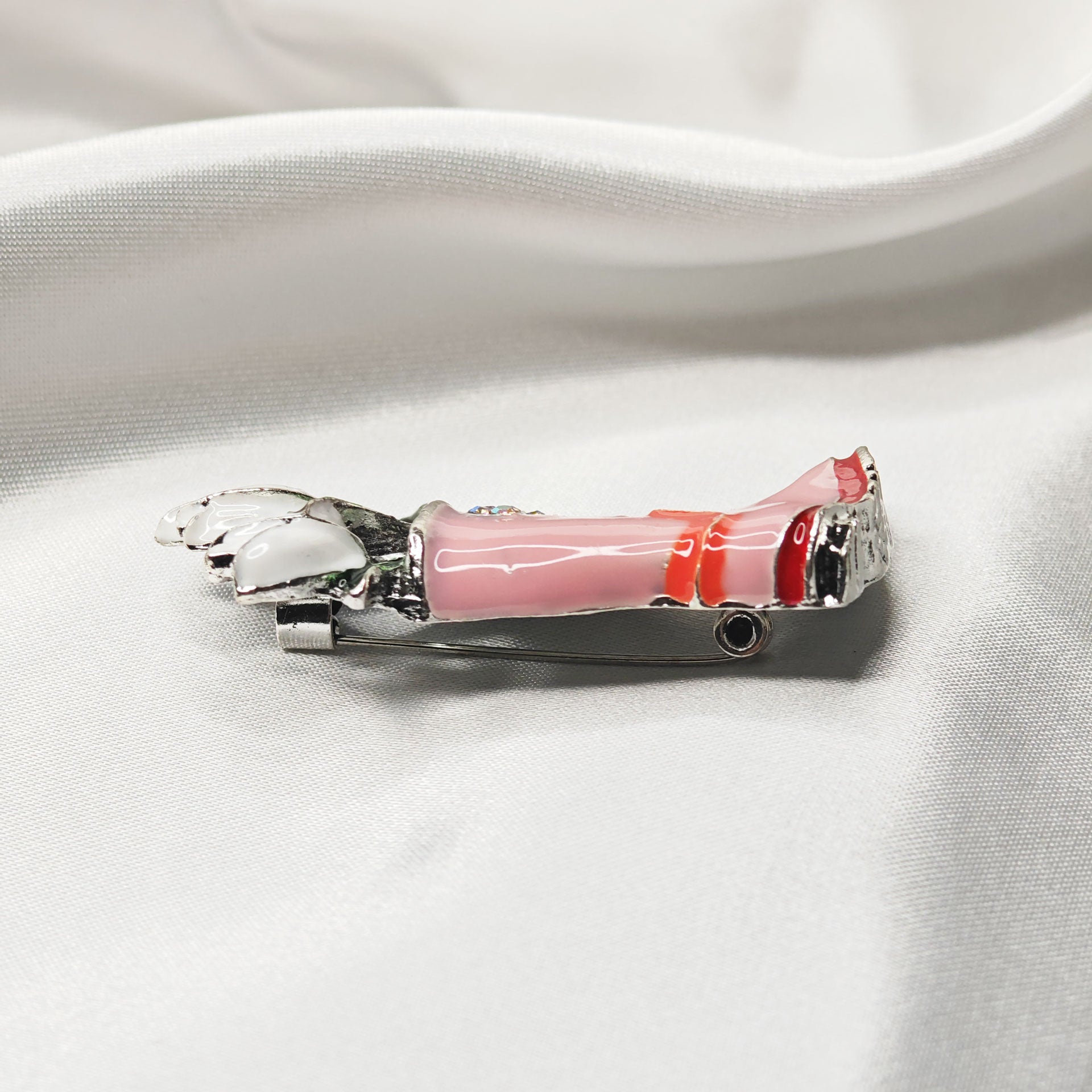 Dos de broche bottes roses fleuries avec attache métallique, bijou fantaisie