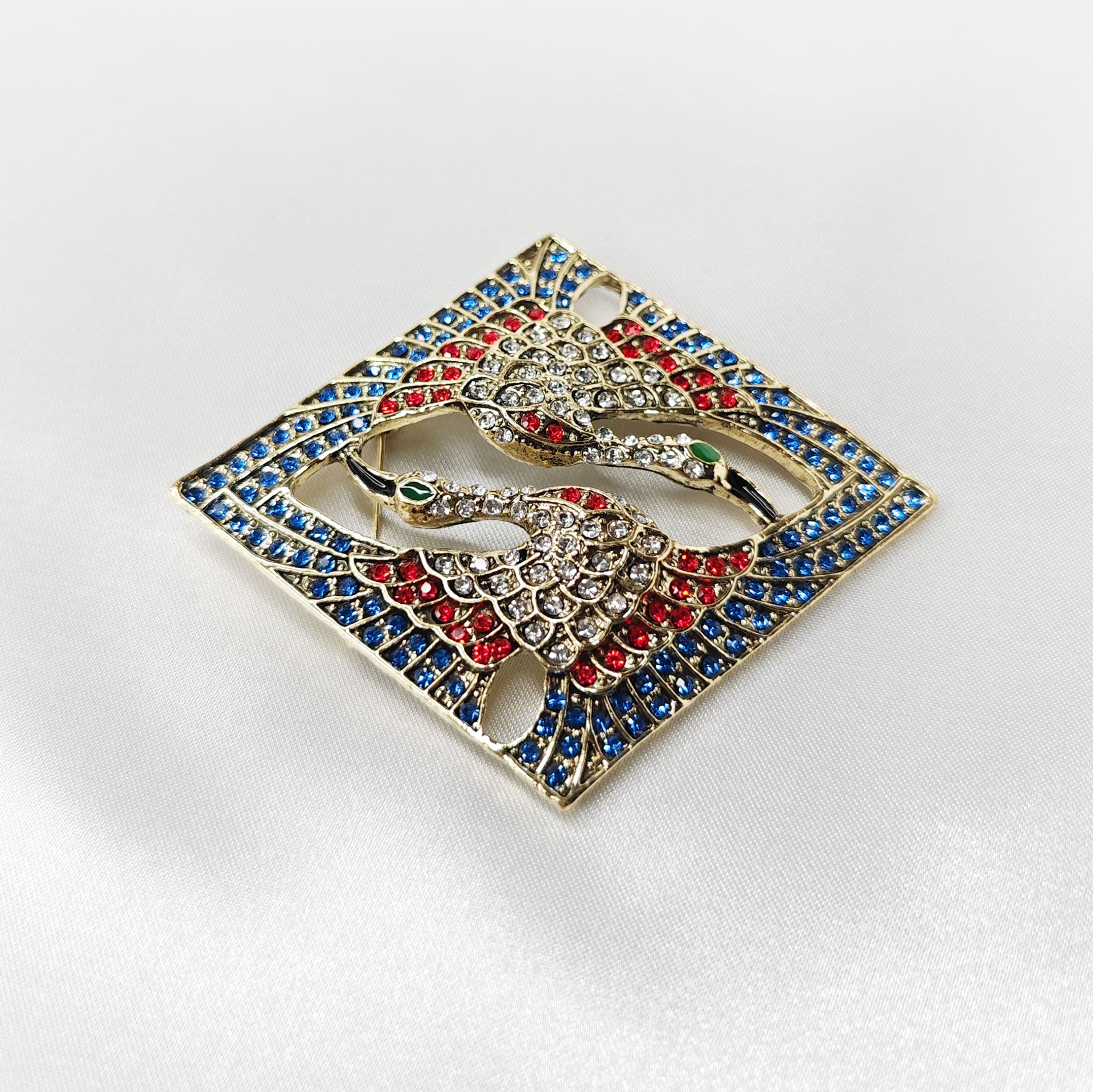 Broche bijou oiseau paon symétrique