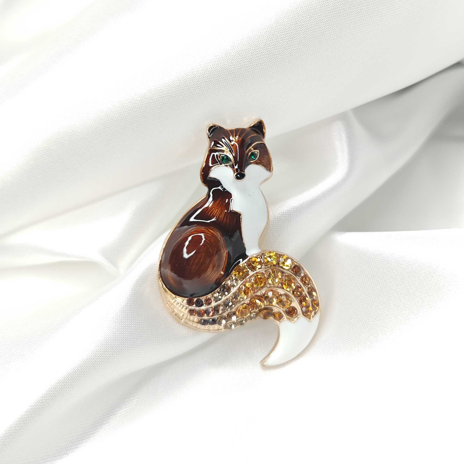 Broche bijou renard marron