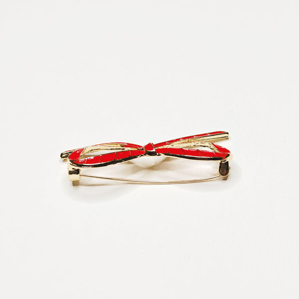 Broche coccinelle en émail rouge/noir en métal doré – 30 mm de haut Broche coccinelle en émail rouge/noir en métal doré – 30 mm de haut