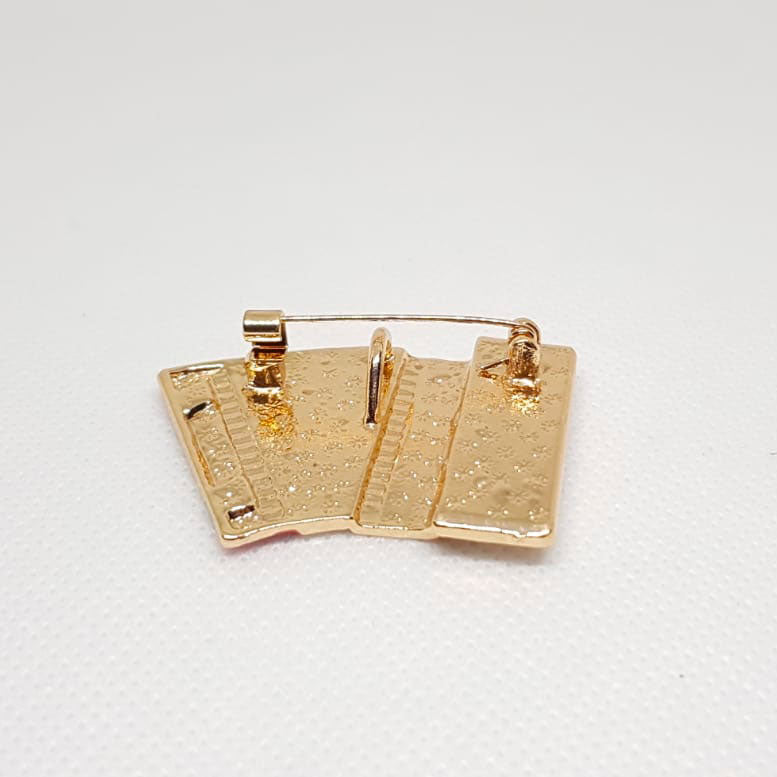 Broche Doree Musique Accordéon Rouge