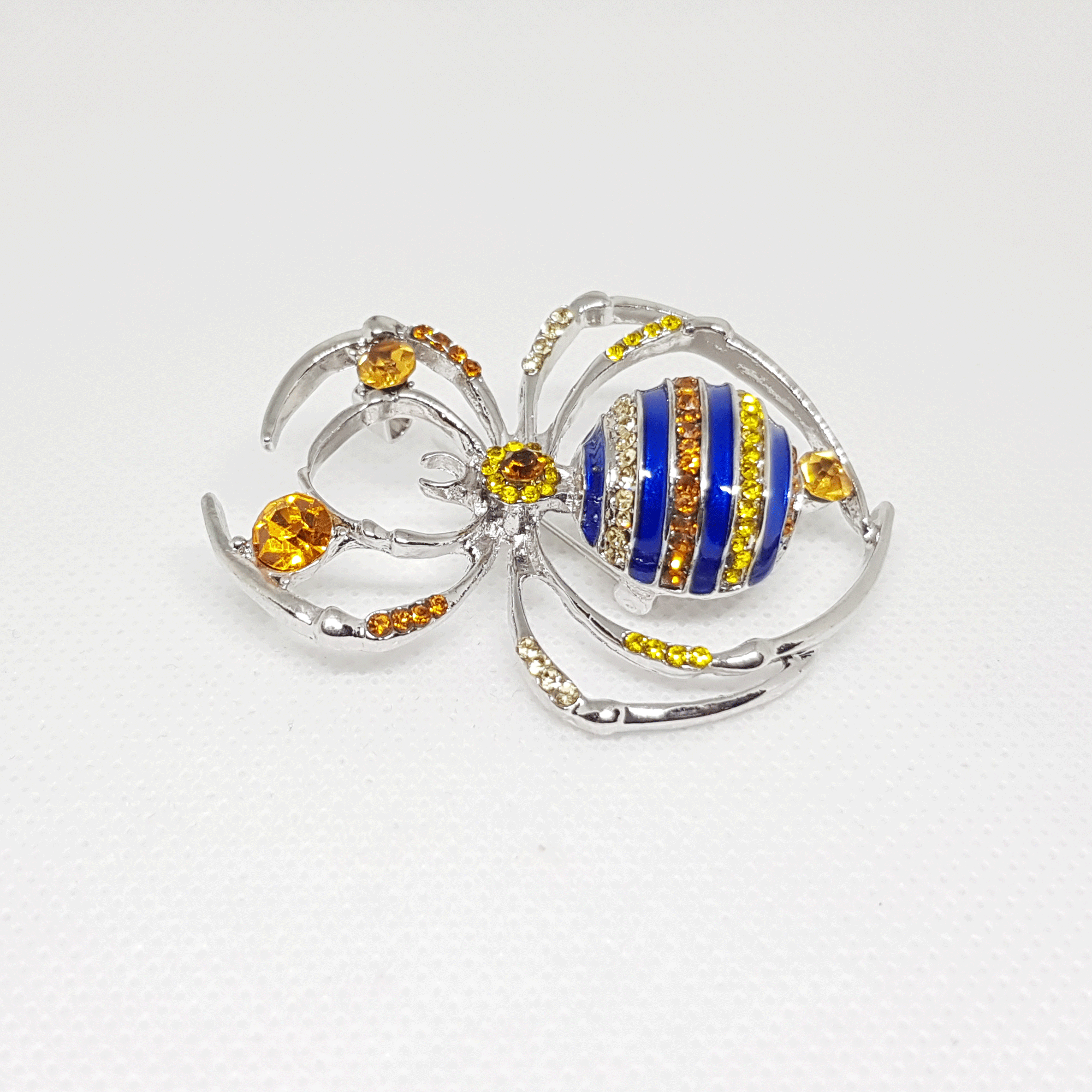 Broche insecte araignée multicolore - Bijou argente art deco moderne pour femme