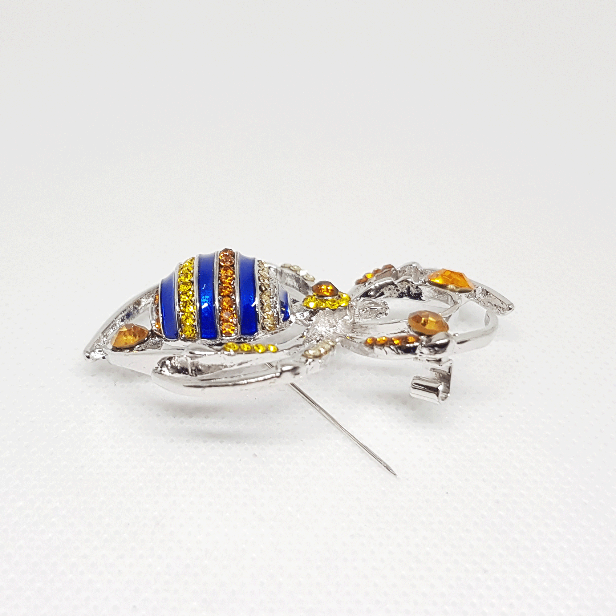 Broche insecte araignée multicolore - Bijou argente art deco moderne pour femme