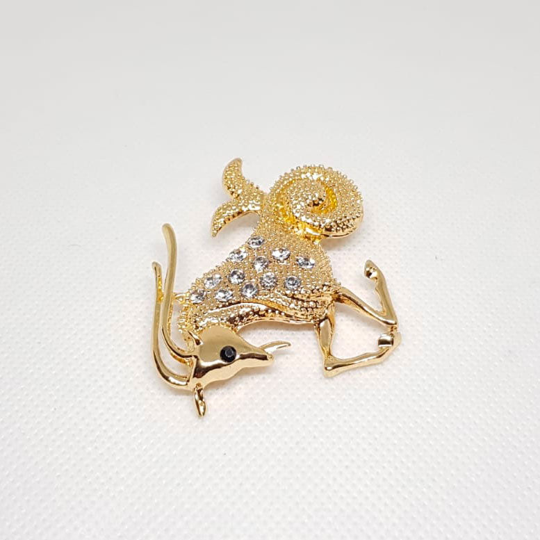 Broche Doree Zodiaque Capricorne Horoscope