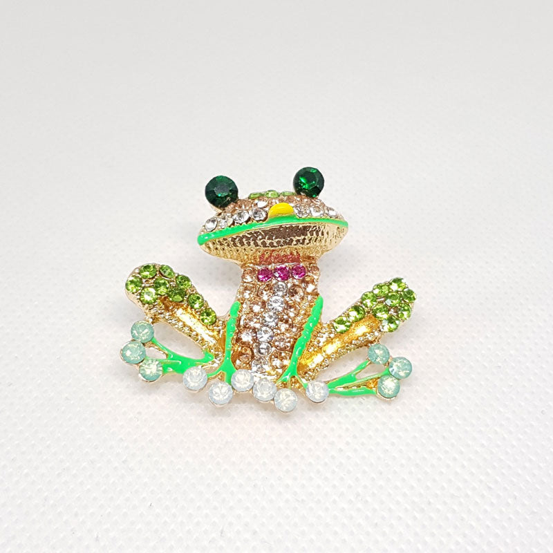 Broche Grenouille Multicolore assis.