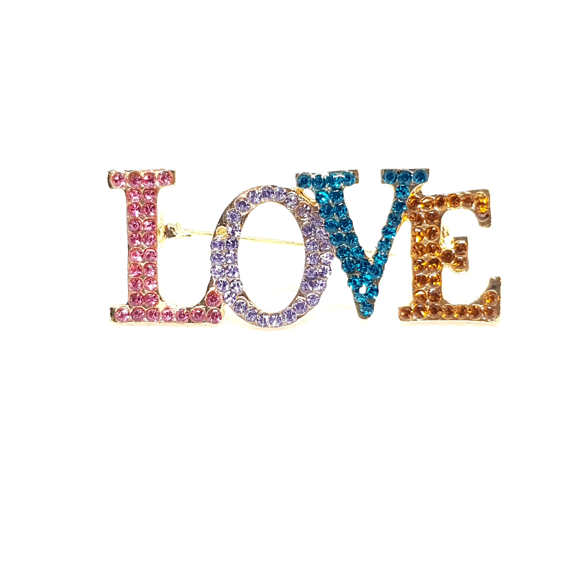 Broche bijou écriture Love multicolore