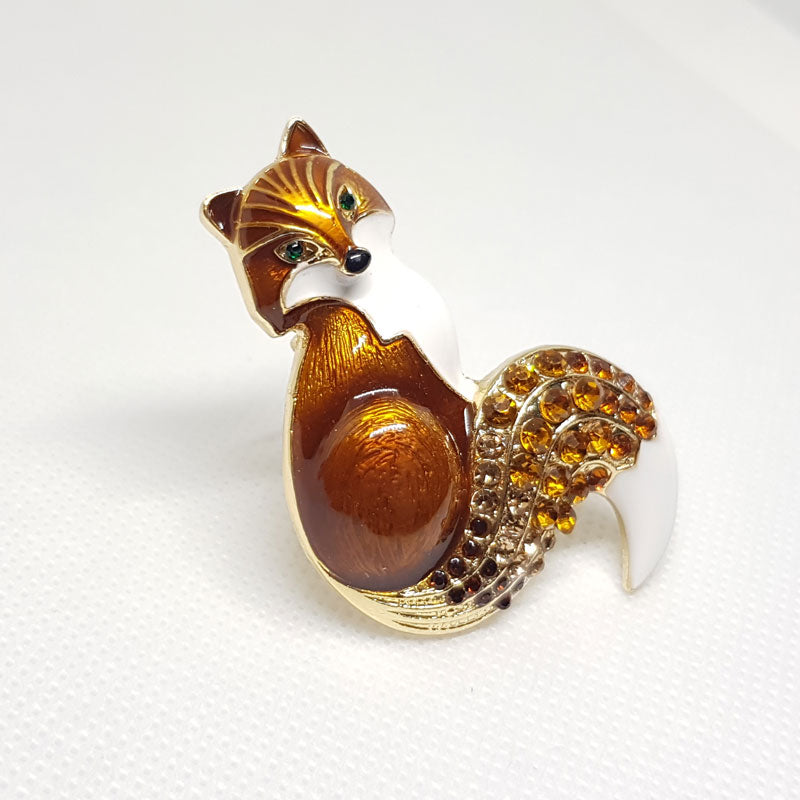 Broche Renard Marron vue de Gauche.