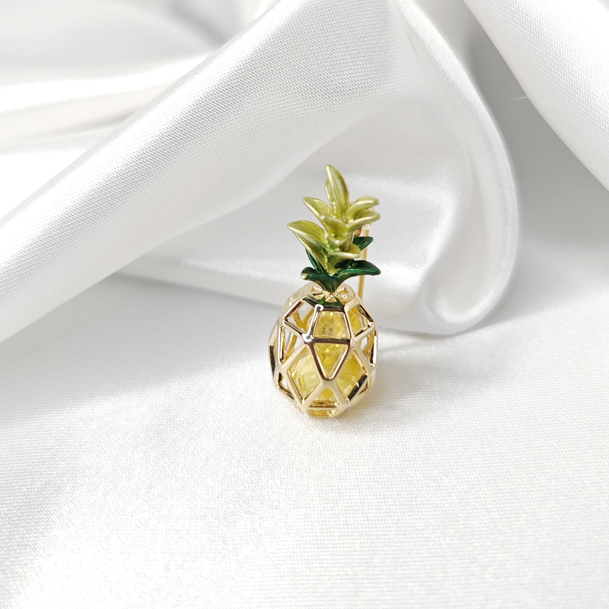 Broche Vintage Ananas En Métal Doré - Accessoire Occasion - Symbole D'hospitalité