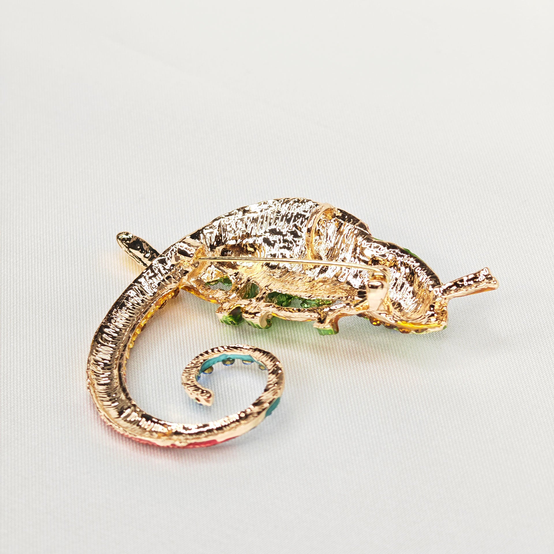 Golden Brooch Animal Chameleon Multicolored