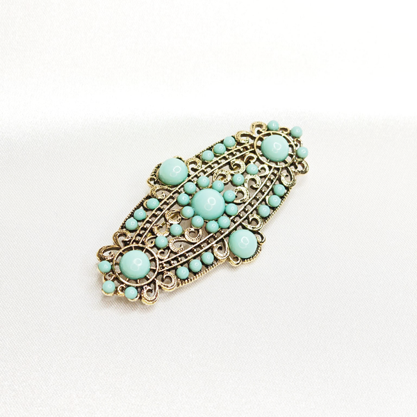 Broche vintage impériale turquoise