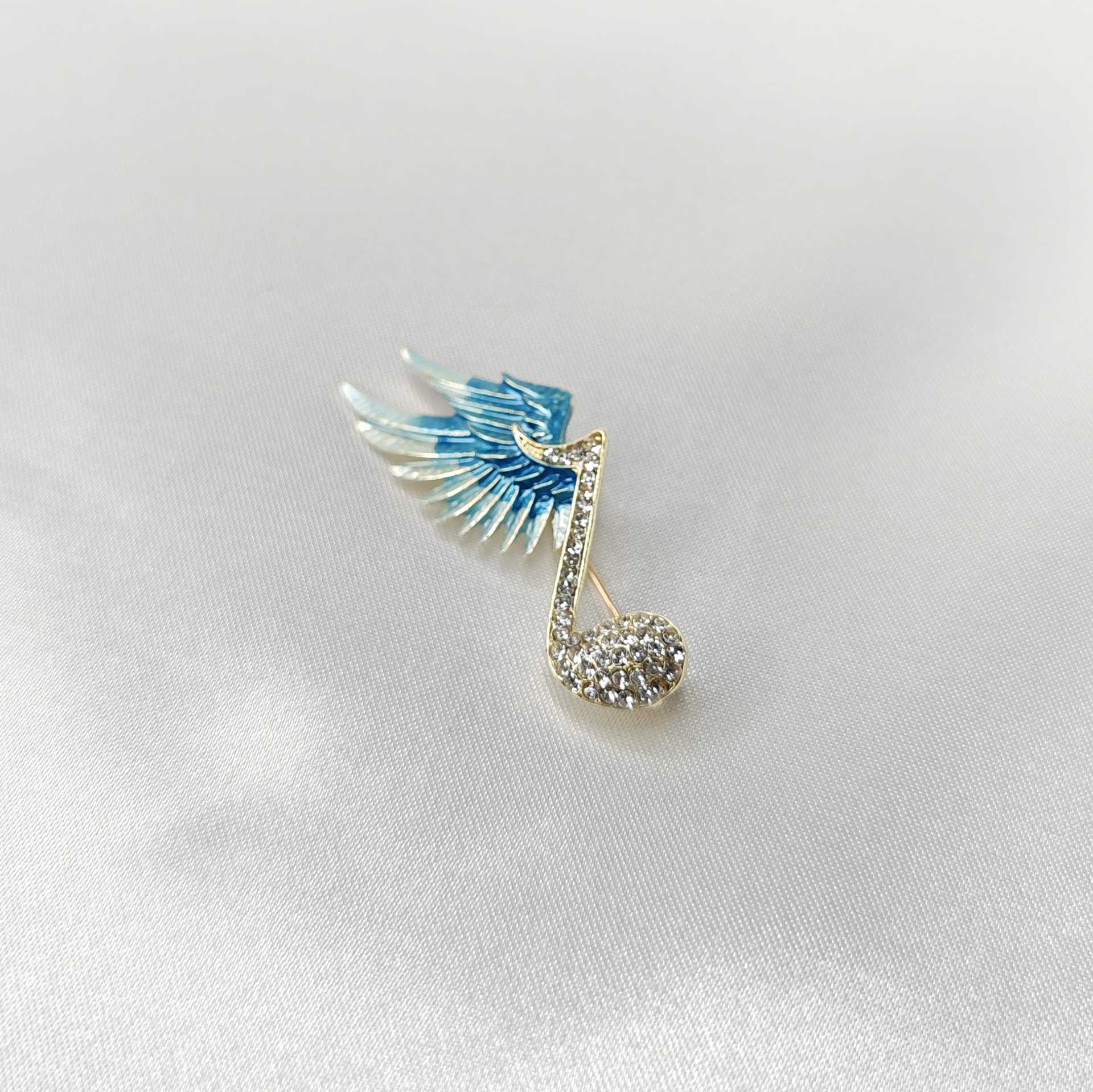 Broche bijou note musique ailée photo 2