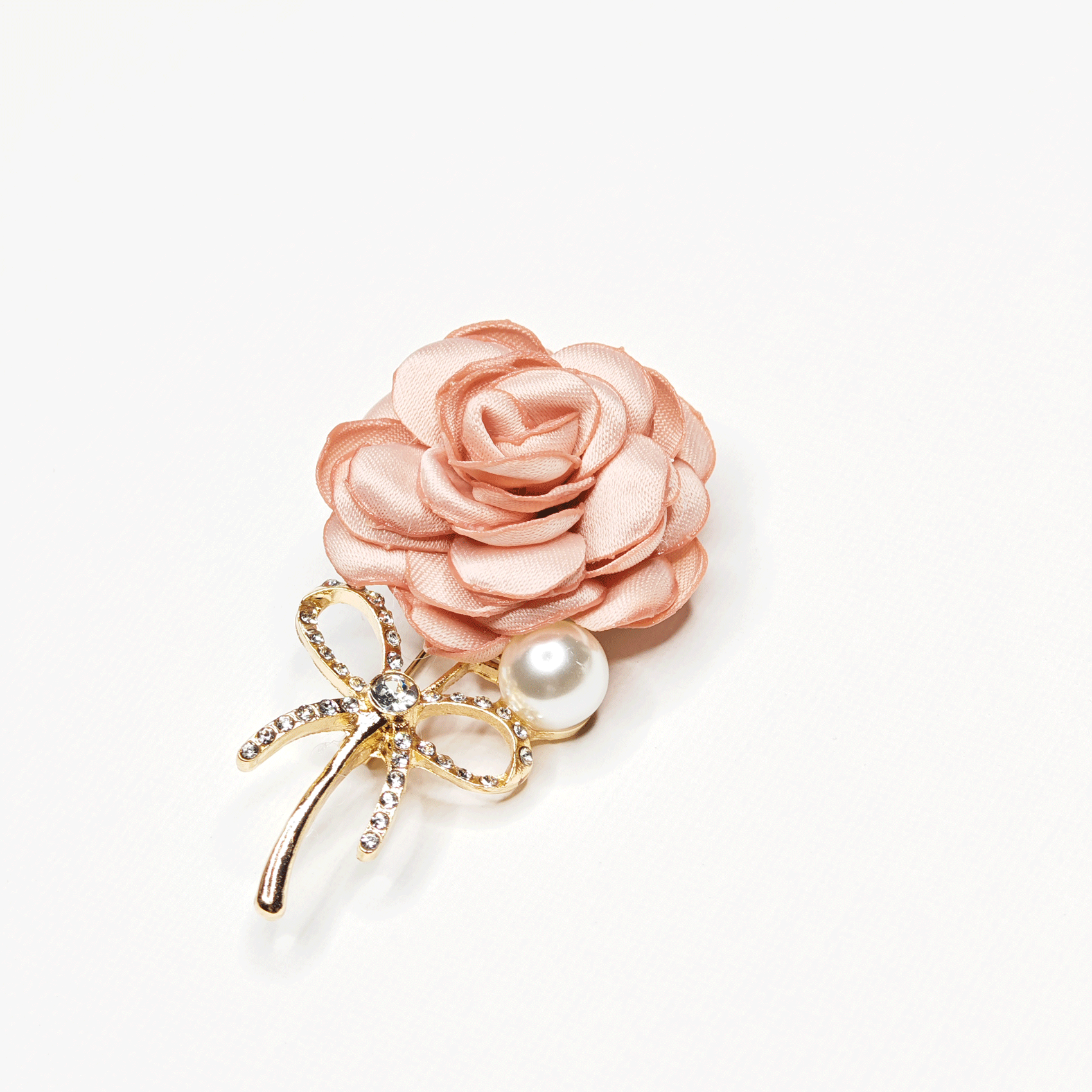 Broche fleur rose tissu