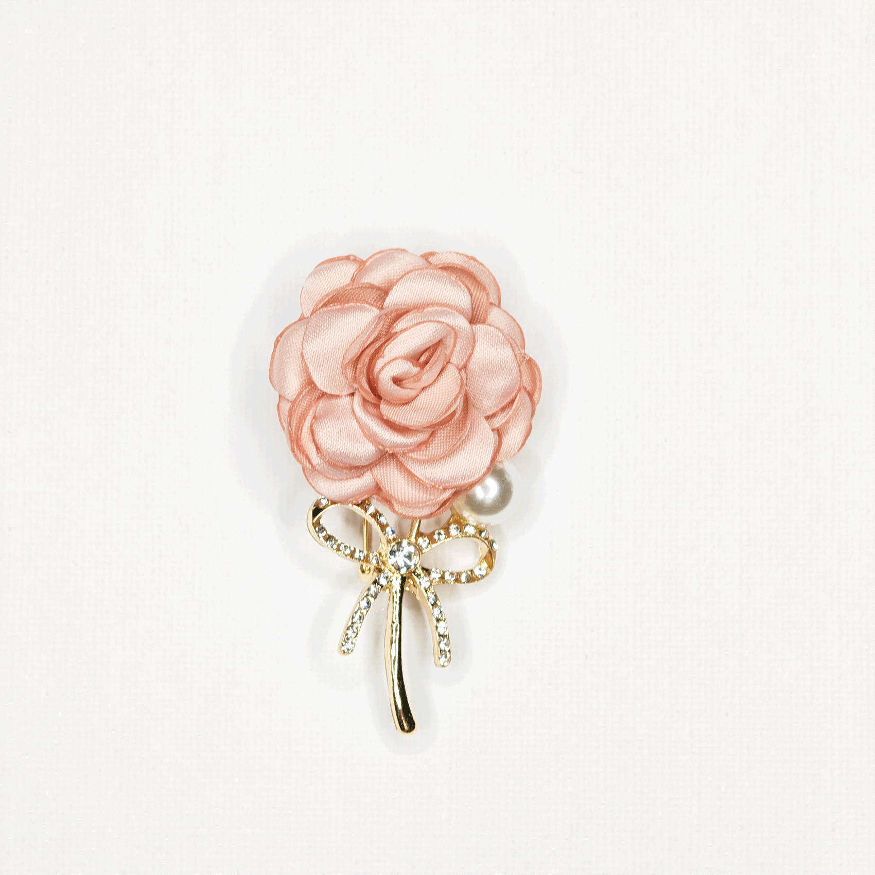 Broche fleur rose tissu