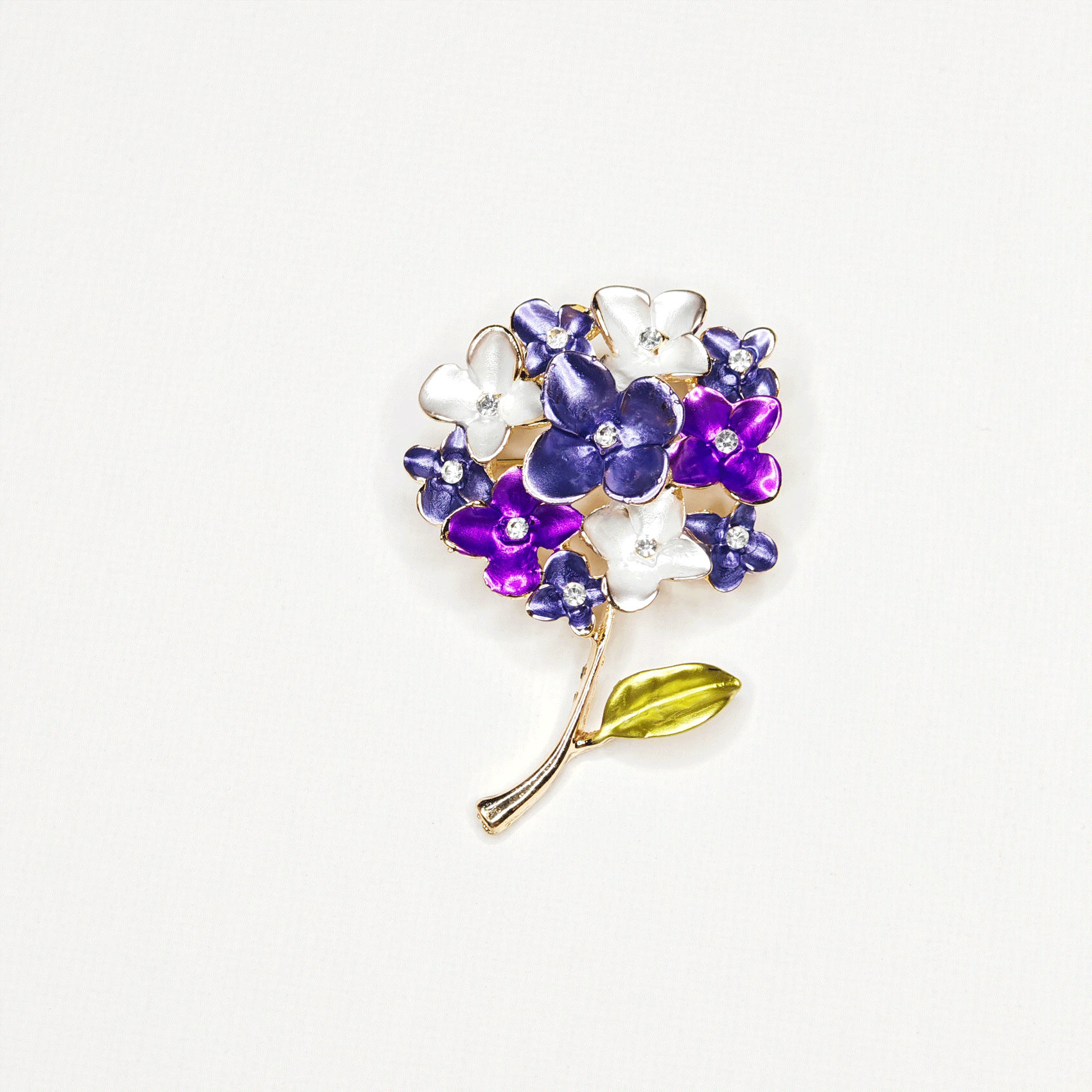 Broche fleur violette et blanche