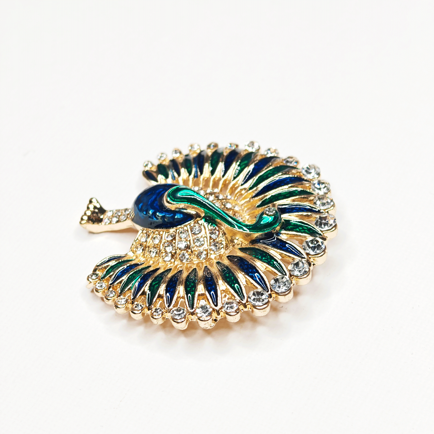 Broche Paon Verte – Bijou Fantaisie Élégant et Coloré