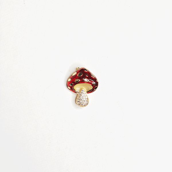 Broche petit champignon rouge
