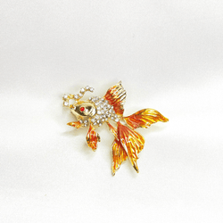 Gold Crystal Goldfish Brooch