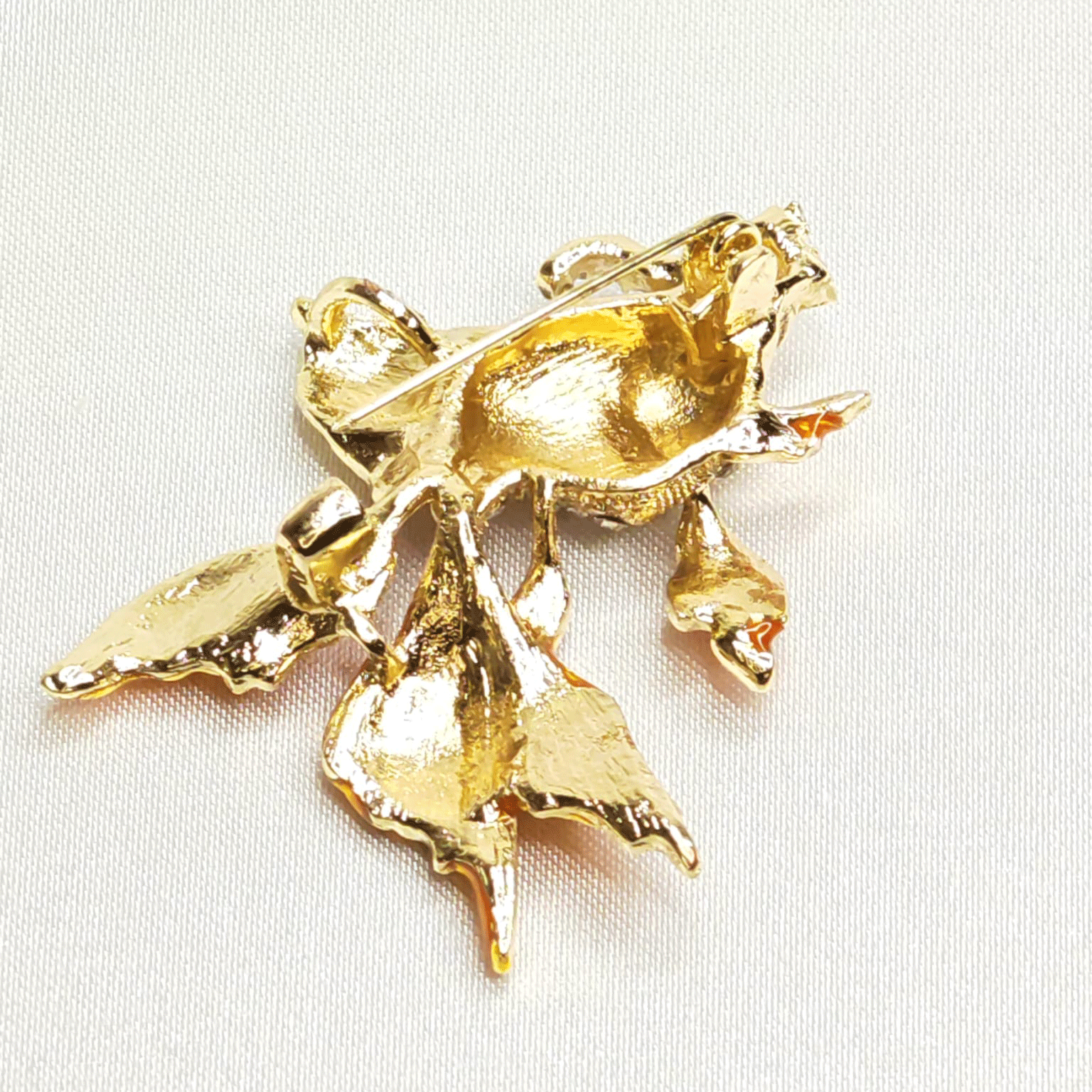 Gold Crystal Goldfish Brooch