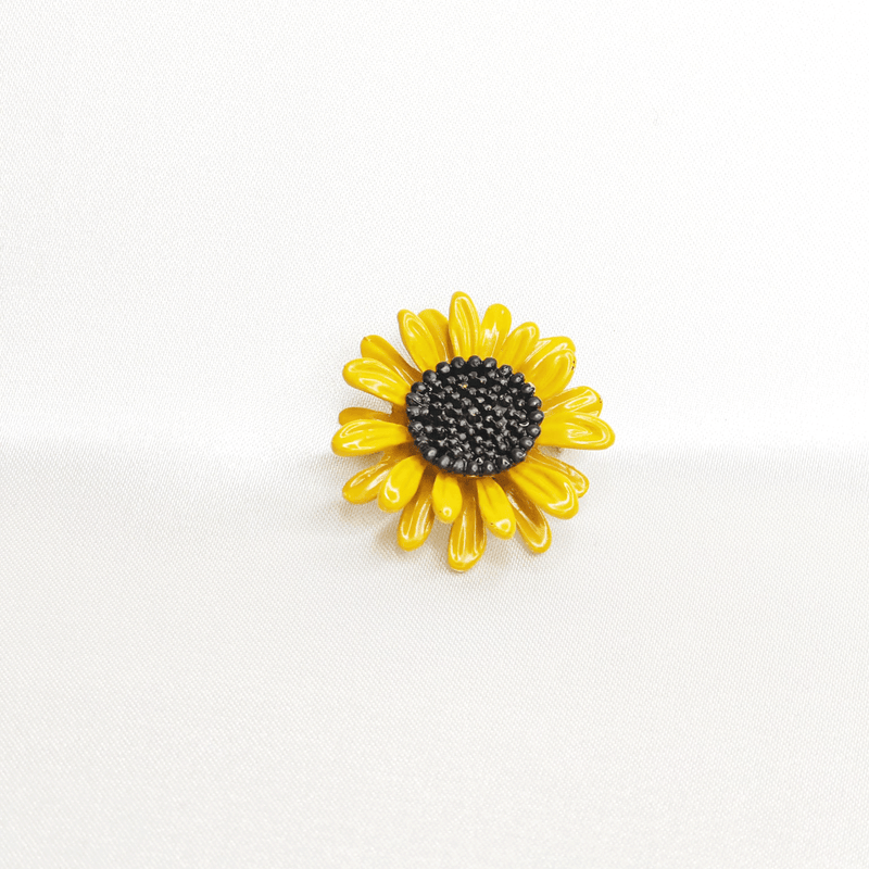 Broche tournesol émaillé jaune