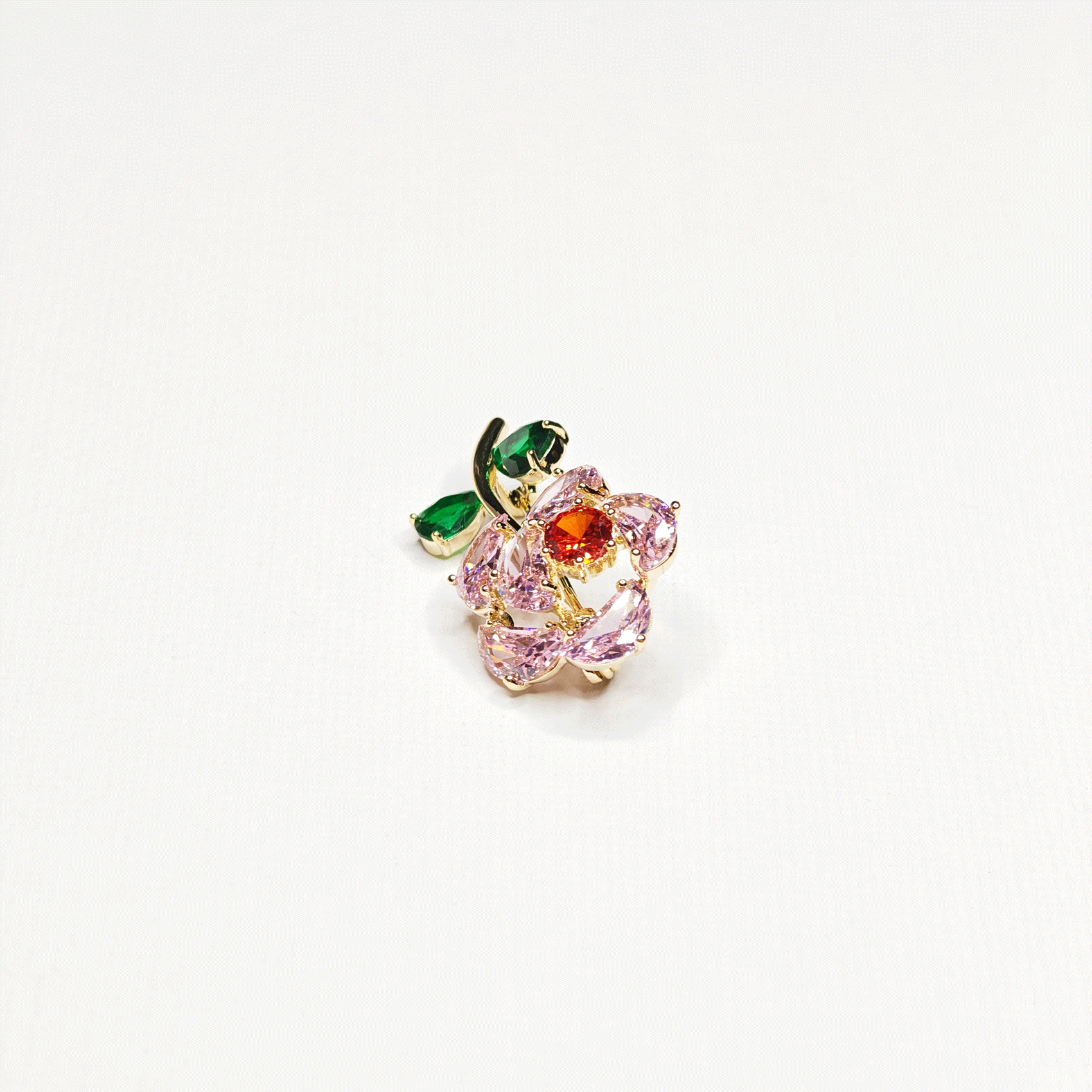 Petite fleur de cristal rose doree