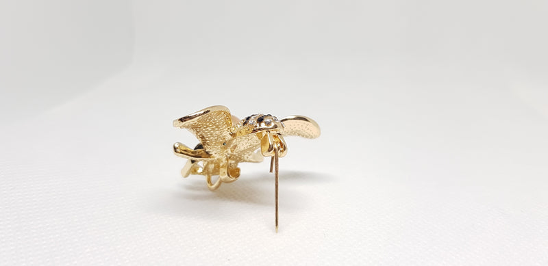 Goldene Kristallbienen-Insektenbrosche
