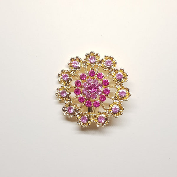 Broche bijou pour femme style vintage en forme de rosasse et strass couleur violet