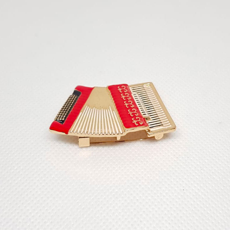 Golden Brooch Music Accordion Red