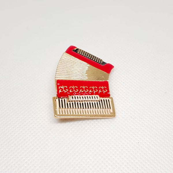 Golden Brooch Music Accordion Red