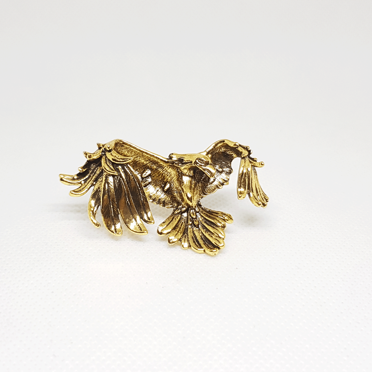 Broche Fantaisie Vintage Dorée Motif Aigle - Occasion, Détail Doré