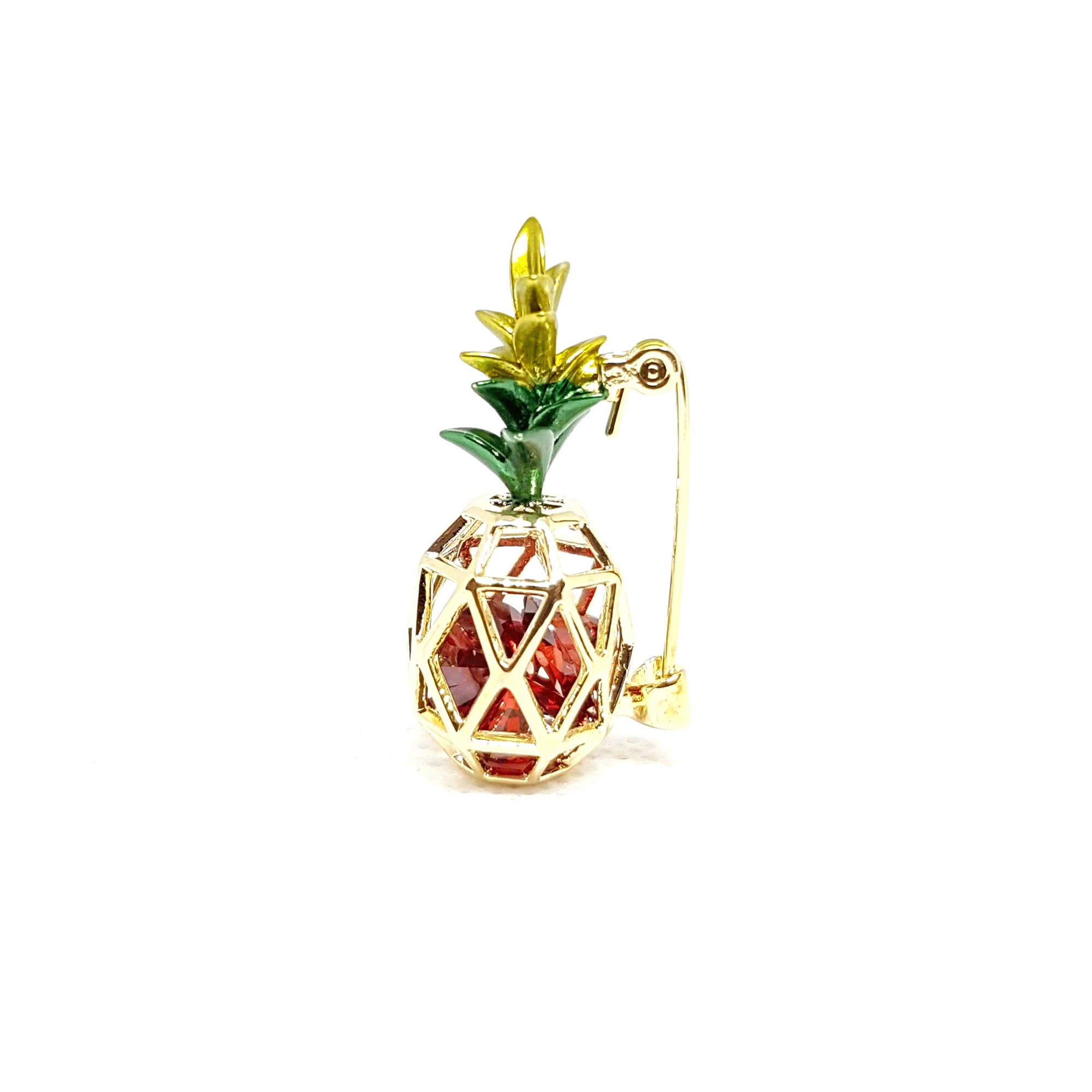 Broche bijou fruit Ananas rubis