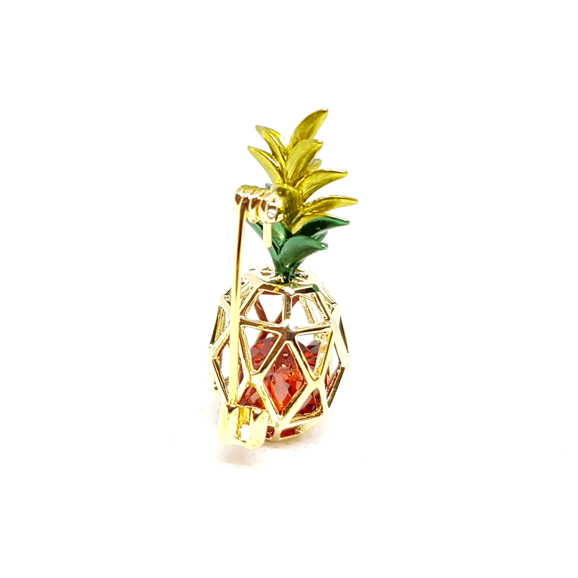 Broche bijou fruit Ananas rubis