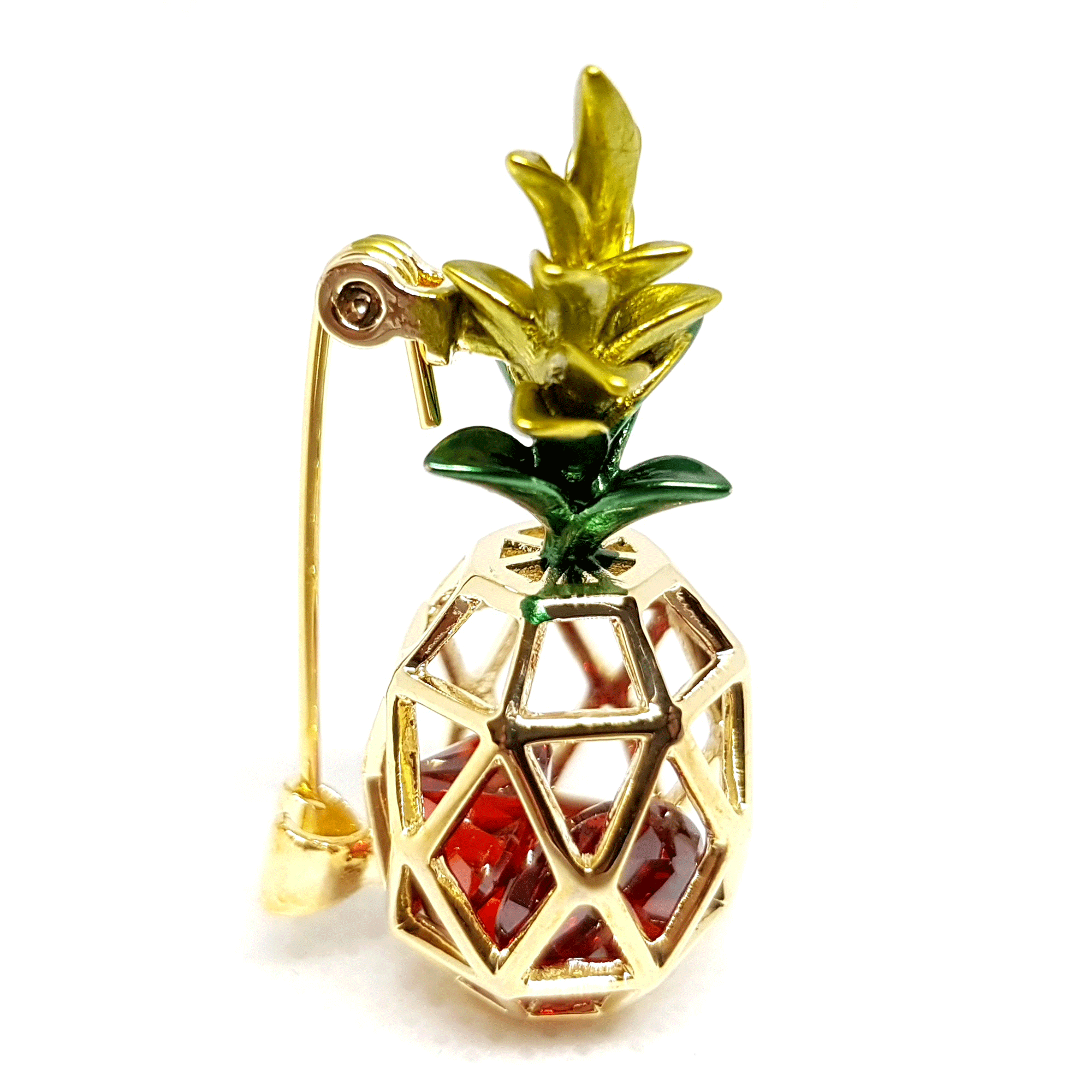 Broche bijou fruit Ananas rubis