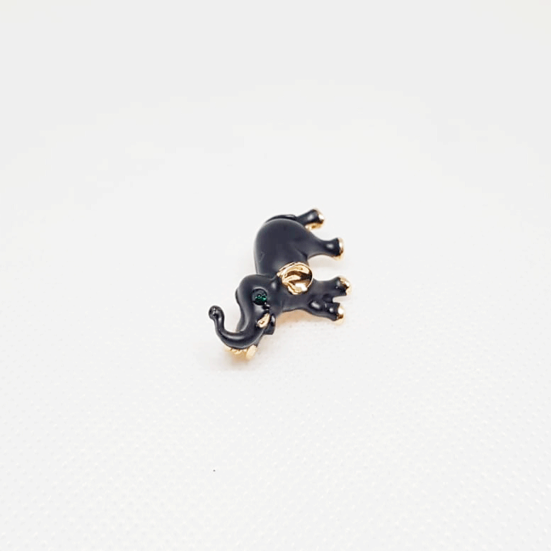 Broche Doree Animal Elephant Noir