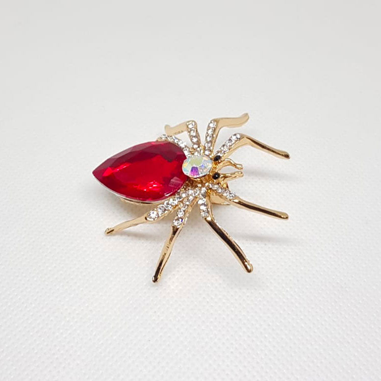 Broche Doree Insecte Araignée Rouge