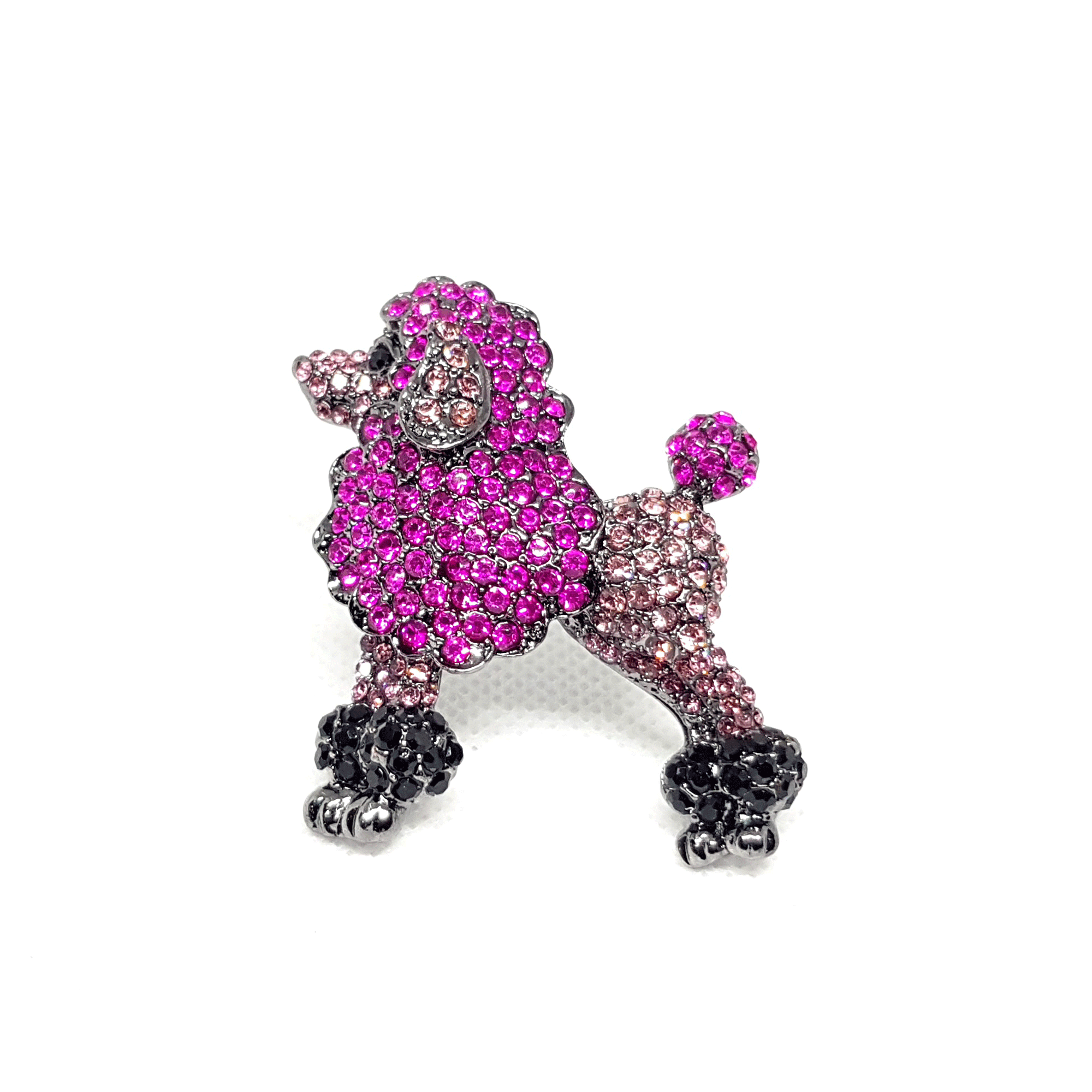 Broche bijou chien caniche rose