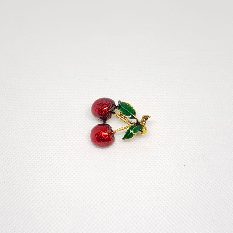 Vintage Double Cherry Fruit Brooch