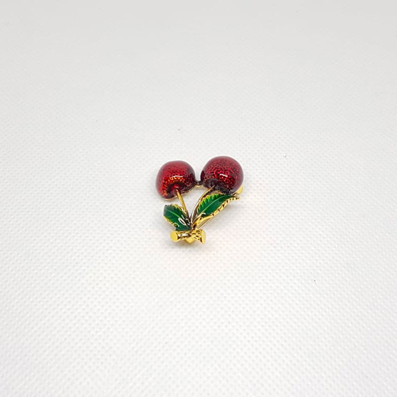 Vintage Double Cherry Fruit Brooch