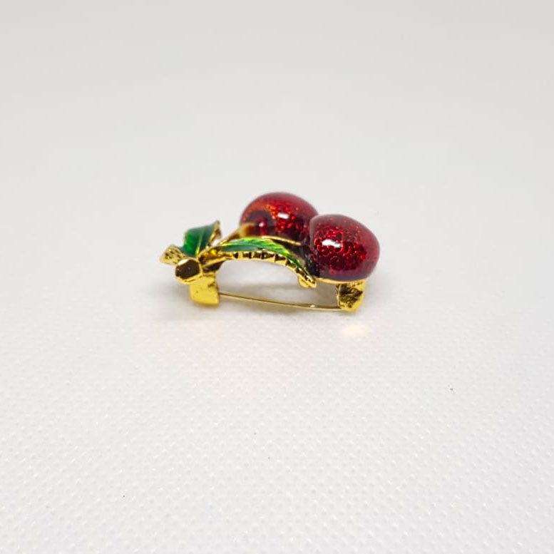 Vintage Double Cherry Fruit Brooch