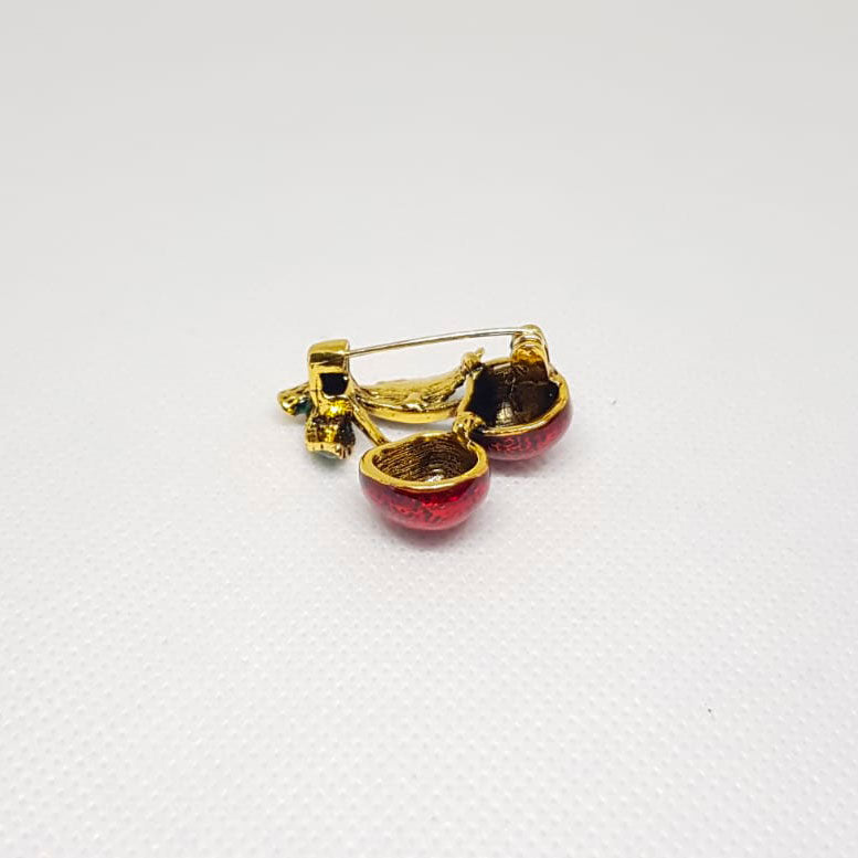 Vintage Double Cherry Fruit Brooch