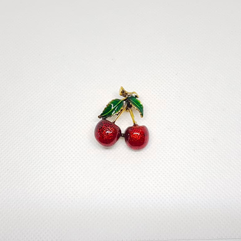 Broche vintage cerise double.