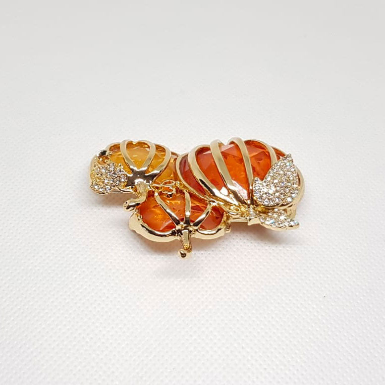 Broche Doree Legume Citrouille Triple Orange