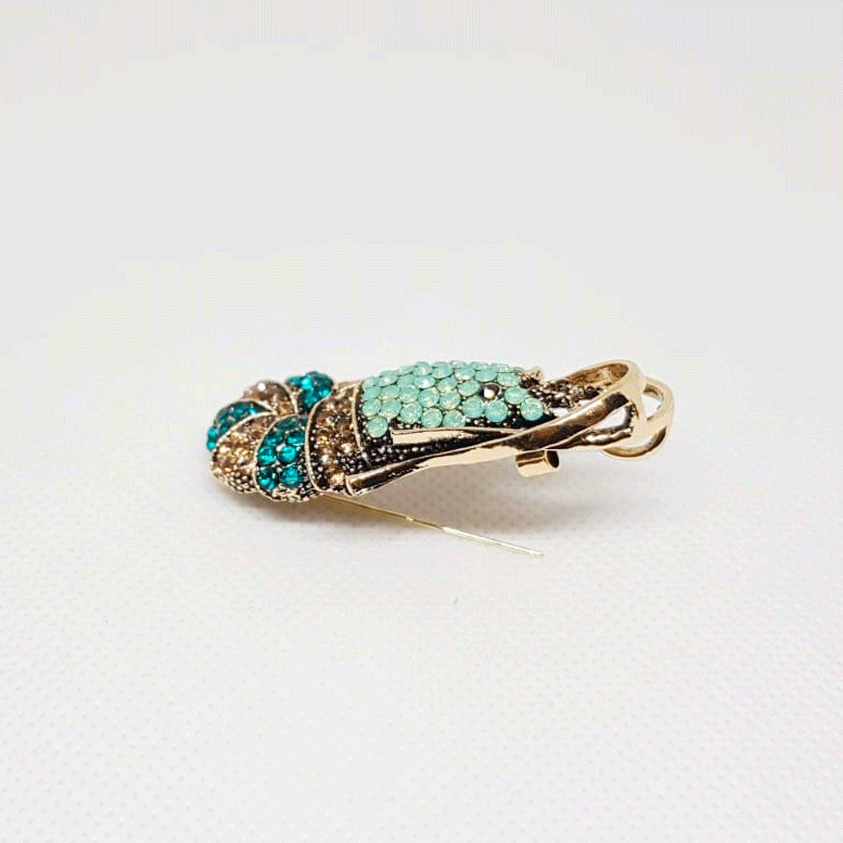 Broche Vintage Crustace Crevette Bleue