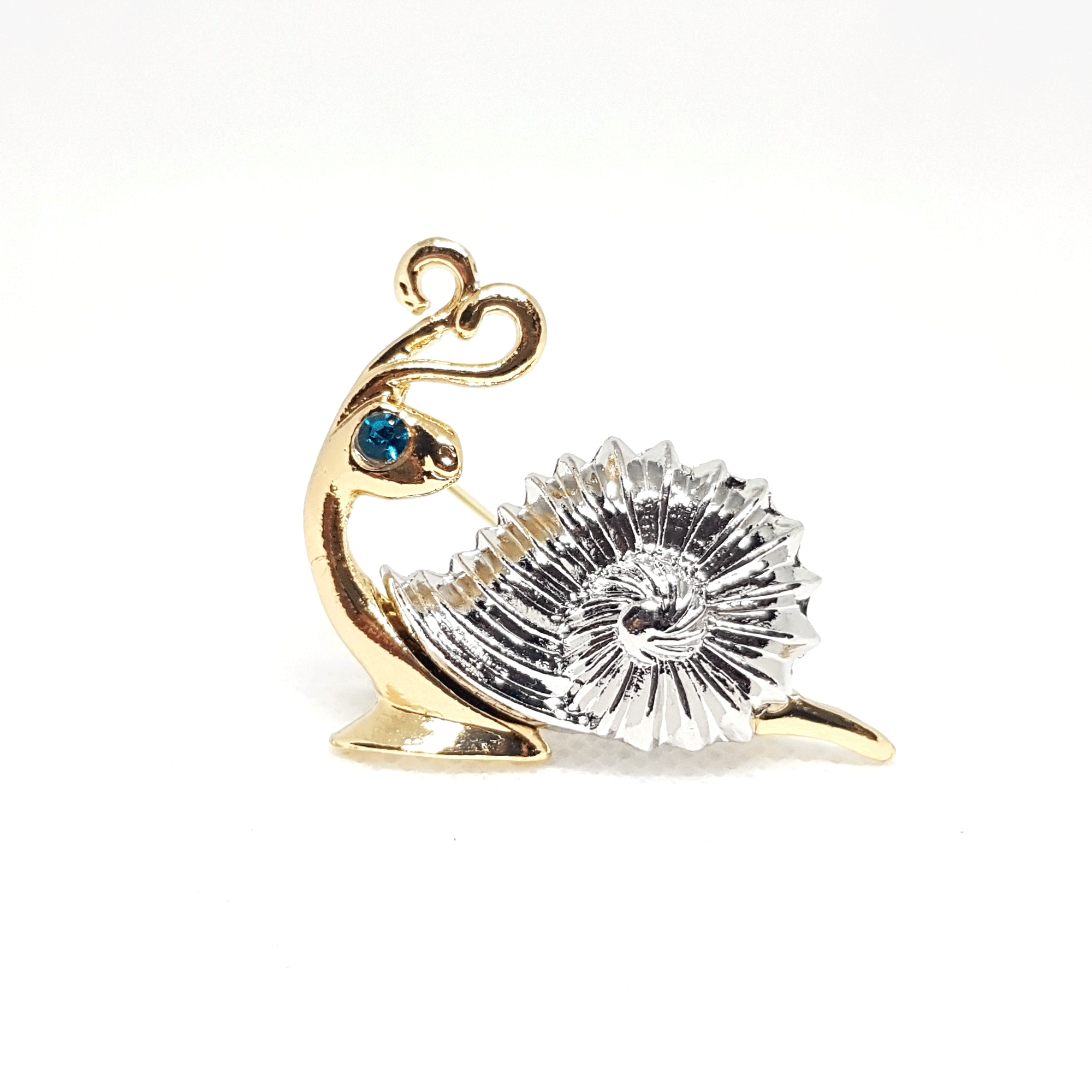 Broche bijou pour femme argentée dorée escargot