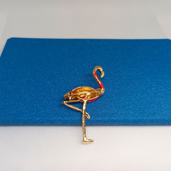 Goldene Flamingo-Vogel-Brosche