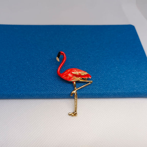 Goldene Flamingo-Vogel-Brosche