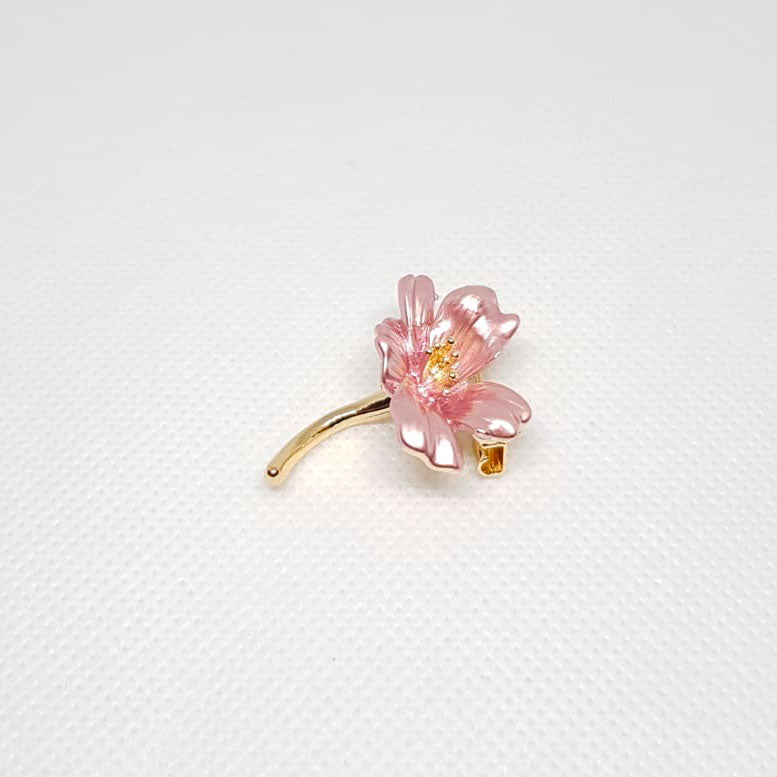 Broche Doree Fleur Rose