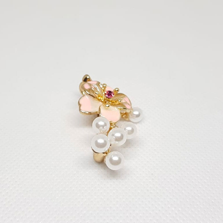 Broche Doree Fleur Rose Perle